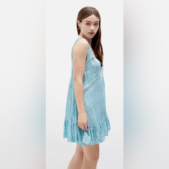 NWT - Free People Let it Happen Mini Dress in Soft Blue Combo - Size M - Picture 2 of 4
